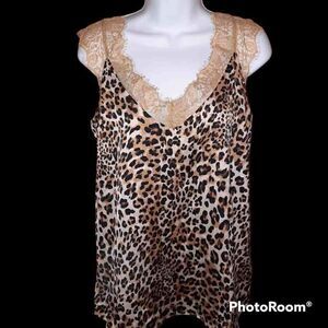 Leopard Print Lace trim camisole